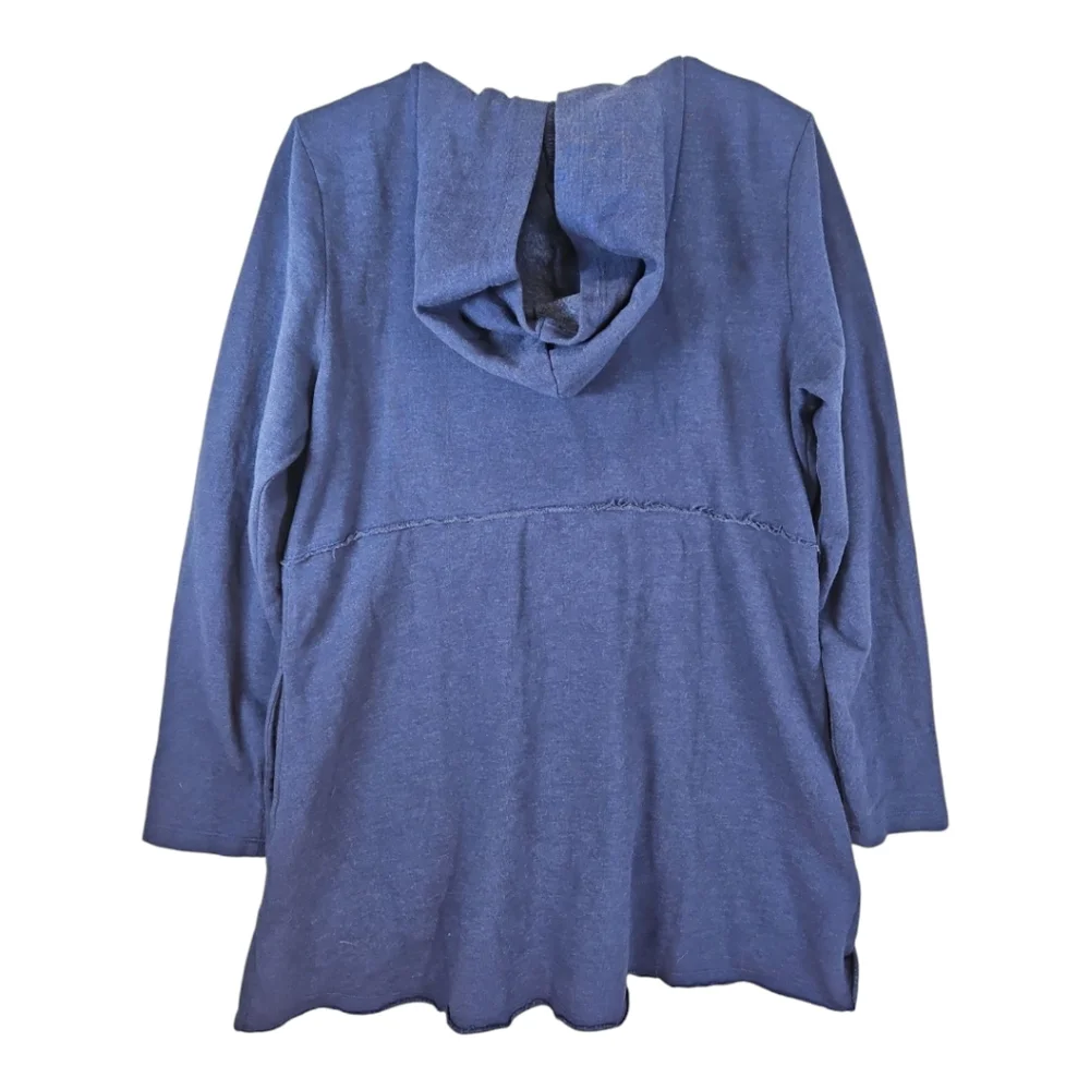 Coldwater Creek Heather Blue Raw Hem Fleece 2 Button Jacket Size M - Picture 8 of 9